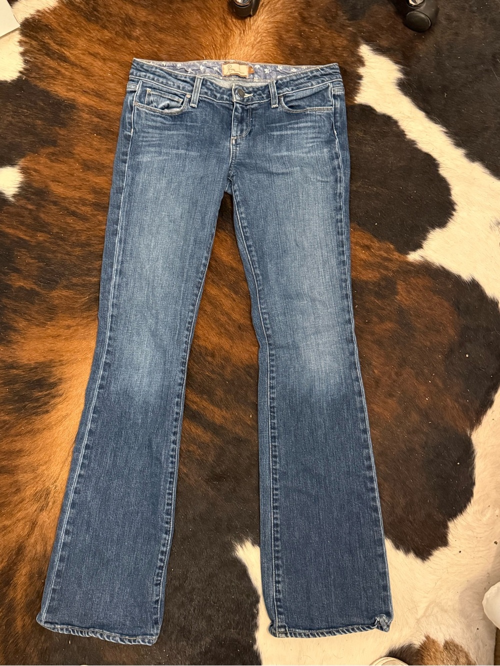 PAIGE Women’s Blue Denim Jeans with Subtle Star Print